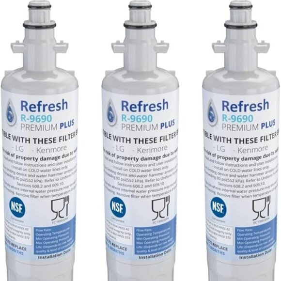 3-PACK Refresh R-9690 Premium Plus LG Kenmore Refrigerator Water Filter, NEW NIB - Picture 1 of 6